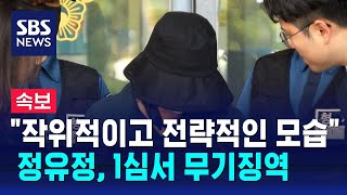 [속보] '또래 살해' 정유정, 1심서 무기징역…\