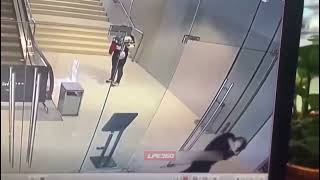 Man runs into and shatters glass door at mall