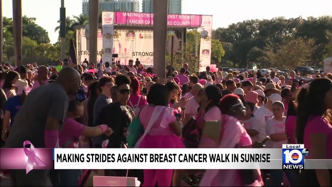 Thousands Gather To Make Strides Against Breast Cancer In Sunrise - YouTube