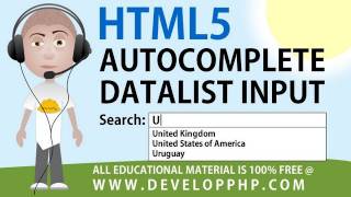 HTML5 tutorial Autocomplete Form Field Text Input Datalist List Attribute