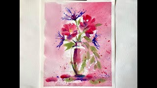 How To Paint Simple, Beautiful Watercolour Flowers, loose watercolor floral tutorial Demonstration