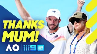 Tommy Paul thanks his Mum for traveling around the world to watch him win | Wide World of Sports