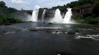 Aerial stock footage HD.The best waterfall of India. Athirapally waterfalls in Kerala