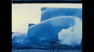 Fire in Parry Sound 1961. Destruction of McVeys Drug Store and the Toronto Dominion Bank.