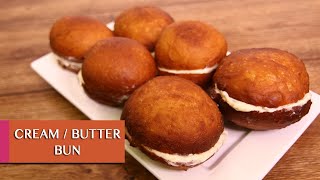 BUTTER BUN / CREAM BUN  || NO OVEN || ഓവൻ ഇല്ലാതെ ബേക്കറി സ്റ്റൈൽ ക്രീം ബൻ || RECIPE NO : 17