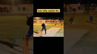 Zain lefty stylish Six Flick shot 💥 Tape Ball stylish sixer Zain lefty Tape Ball match #shorts