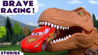 Dinosaurs for Kids in McQueen Cars Toys Racing Stories