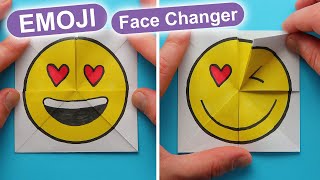 My mood - paper toy DIY. School craft - Origami Emoji paper toy. Emoji Magic Card - Face Changer