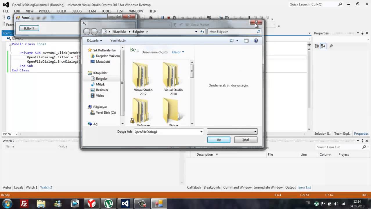 Vb.net OpenFileDialog Kullanımı - YouTube