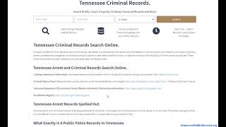 Tennessee Criminal Records Search (Arrest / Public Lookup Online).