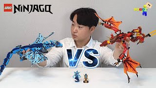 Close game Water dragon vs Fire dragon attack Lego Ninjago 71754, 71753