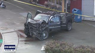 Armed carjacking suspect in custody after pursuit ends in a multi-vehicle crash near Seattle waterfr