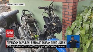 Tepergok Tawuran, 3 Remaja Tabrak Tiang Listrik