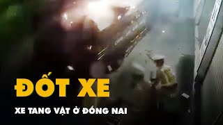 Video người đàn ông leo lên xe cảnh sát giao thông, đốt xe tang vật ở Đồng Nai