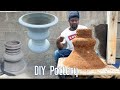 How to make durable antique concrete planters//plant pots//simple  and fast technique//DIY pottery