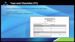Year end checklist - requested items