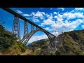 Drone shots of the trial run by Indian Railways  over the world’s highest railway bridge Chenab’