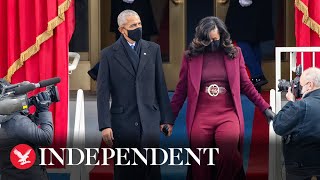 Barack and Michelle Obama arrive at Joe Biden's inauguration