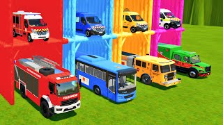 TRANSPORT OF COLORS ! POLICE CAR, BUS, FIRE TRUCK, AMBULANCE TRANSPORT WITH MAN TRUCKS! FS22