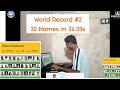 World Record #2 - 30 Names in 36.33s by Vishvaa from India