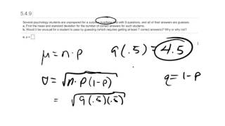 Homework Help: Binomial mean, standard deviation, unusual
