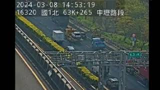 國道1號南向63.4k中壢路段2自小客車追撞事故2024年3月8日