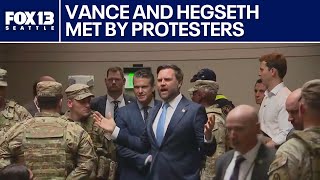 Vance, Hegseth met by protesters during Washington, D.C. Union Station visit