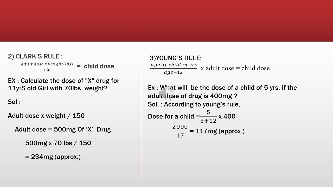 PEDIATRIC DOSE CALCULATIONS - YouTube