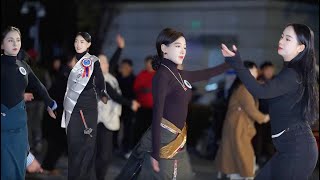 Beautiful Tibetan women from the Zhuorechamu team perform Tibetan dance