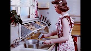 [4k, 60fps, color] (1949) Grandma's kitchen organization hacks.