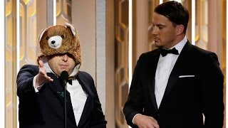 Jonah Hill Presents As The Bear From The Revenant At The Golden Globes 2016!
