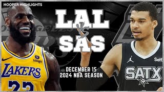 Los Angeles Lakers vs San Antonio Spurs Full Game Highlights | Dec 15 | 2024 NBA Season