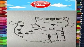 تعلم الرسم. تعليم الرسم للاطفال والمبتدئين.  كيفية رسم قطة في دقيقه واحده