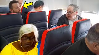 Racist Man Angrily Mocks Black Woman On Plane, But Has No Idea Who Is Behind Him!