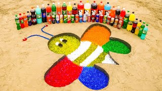 Experiment: How to make Rainbow Bee with Orbeez, Coca-Cola, Mirinda, Fanta vs Mentos & Popular Sodas