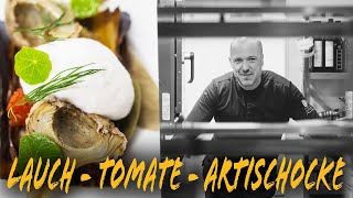 Geschmorter Lauch mit knuspriger Artischocke – Ein veganes Meisterwerk Gourmetrestaurant Fine Dine!