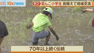 飯塚市の小学生が田植え体験