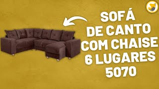 Sofá de Canto com Chaise 6 Lugares 5070 Tecido Suede Marrom