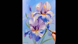 Step-by-Step for beginners irises oil painting  Нежный ирис