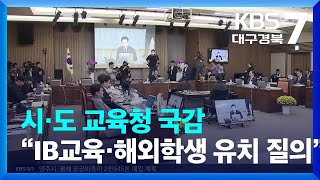 시·도 교육청 국감…“IB교육·해외학생 유치 집중질의” / KBS  2023.10.17.