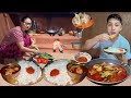 nepali village recipe- Chicken Curry with Rice Making & Eating in Village Kitchen near Darjeeling