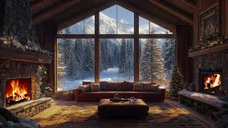 Nature Winter fall - Relaxing Blizzard for Sleep - Snowstorm Sounds with Fireplace Crackling