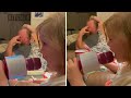 Dad has priceless reaction when daughter sings into microphone #Shorts