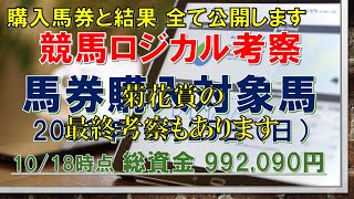 【競馬ロジカル考察】ｰ馬券購入対象馬ｰ 2020年10月25日（日）購入馬券と結果 全て見せます（血統、指数、考察、予想）