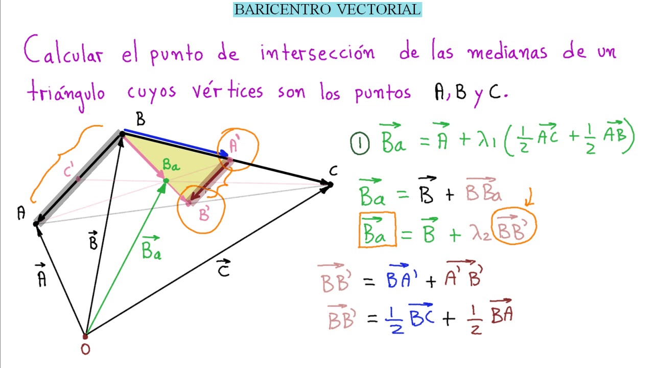 ️ ️#25 VECTORES CÁLCULO VECTORIAL Del BARICENTRO DE UN TRIÁNGULO ...