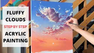 How to Paint Clouds Acrylic Painting STEP by STEP