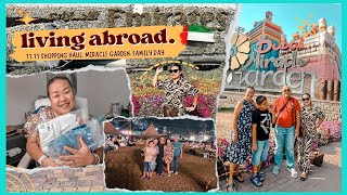 living abroad 🇦🇪 dubai miracle garden, family day, grocery + 11.11 shopping haul (cider + muji)