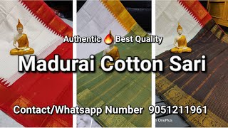 Madurai Cotton Saree | Khadi Cotton Sari | Exclusive | Handwoven 🤩✨️🔥💯