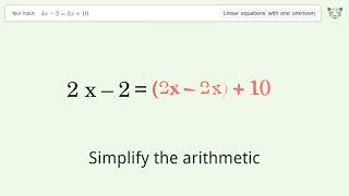 Solve 4x-2=2x+10: Linear Equation Video Solution | Tiger Algebra