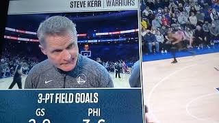 KERR INDIRECTLY CRITICTS CURRY BALL HOGGING IN FIRST QUARTER